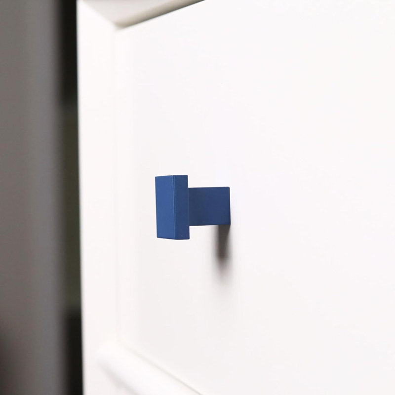ROUS Hardware Art Deco Square Knob, Polo (Navy Blue)