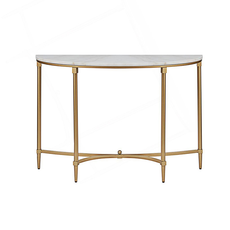 Console demi-lune, table de couloir, table d'appoint avec pieds en métal