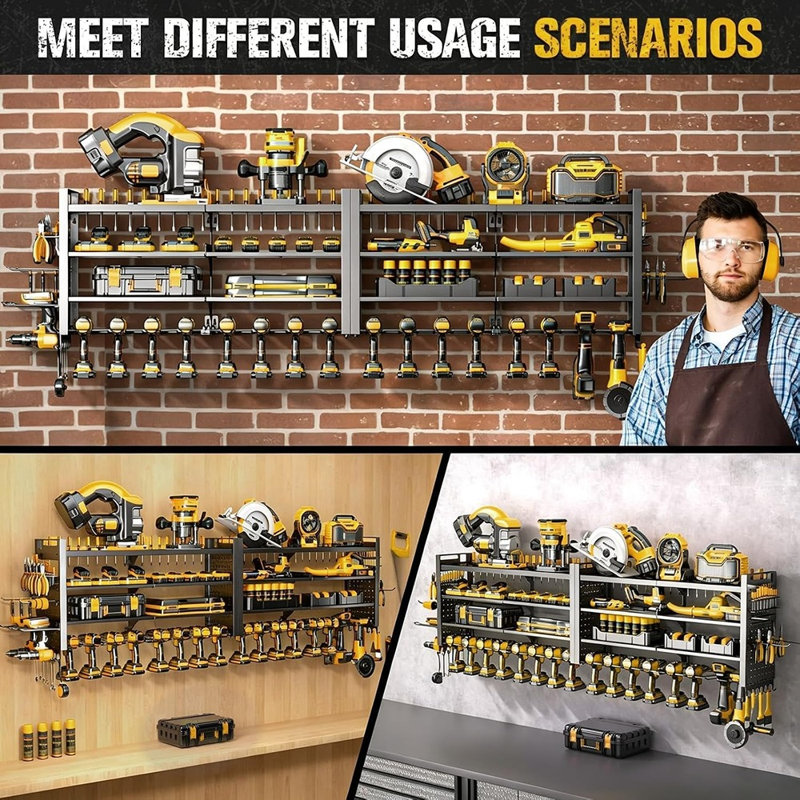 Rangement robuste pour outils électriques et support de rangement à plusieurs niveaux