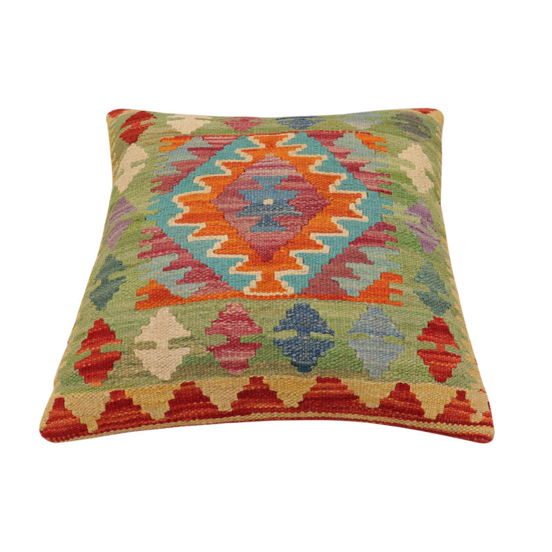 Coussin Boho Chic Hume, Orange / bleu / vert, H 19 po x l 20 po