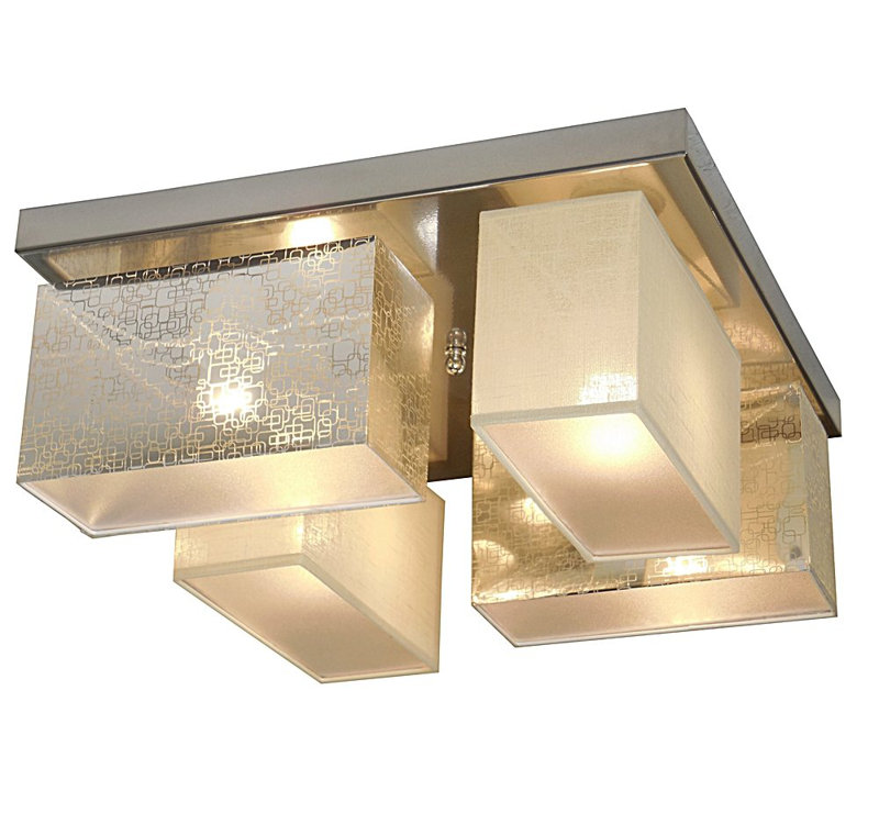 Partlow Fabric Semi Flush Mount, Silver/Cream