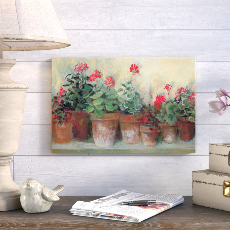 «Kathleen's Geraniums» par Carol Rowan, reproduction sur toile, H 40 po x l 60 po x P 1,5 po