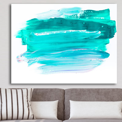 «Turquoise Paint Strokes On White Fond», reproduction sur toile