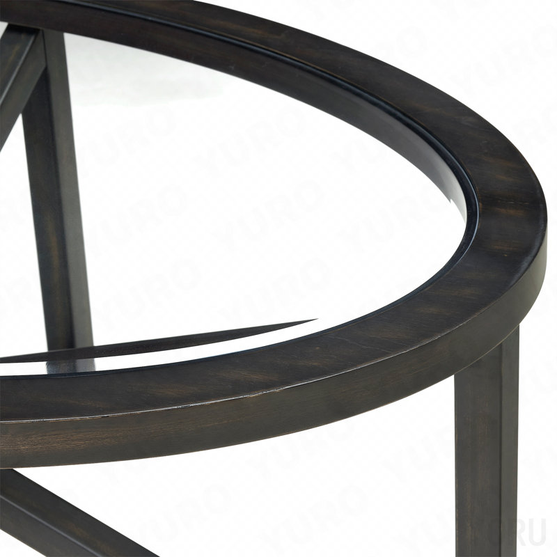 Table basse moderne simple en verre, table basse en verre trempé avec base solide et plateau en verre transparent, Noir