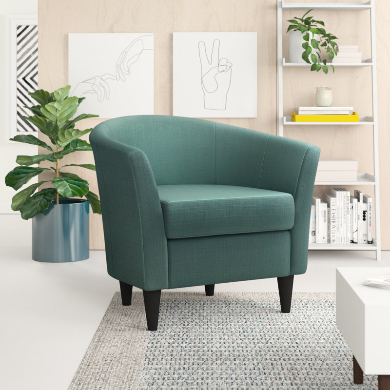 Fauteuil demi-tonneau l 31,5 po Kronos, Mélange de polyester vert spa, Noir
