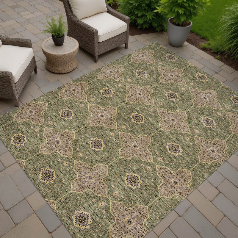 Machine Washable Indoor/Outdoor Chantille ACN2410 Global Rug, Rectangle 10' x 14'