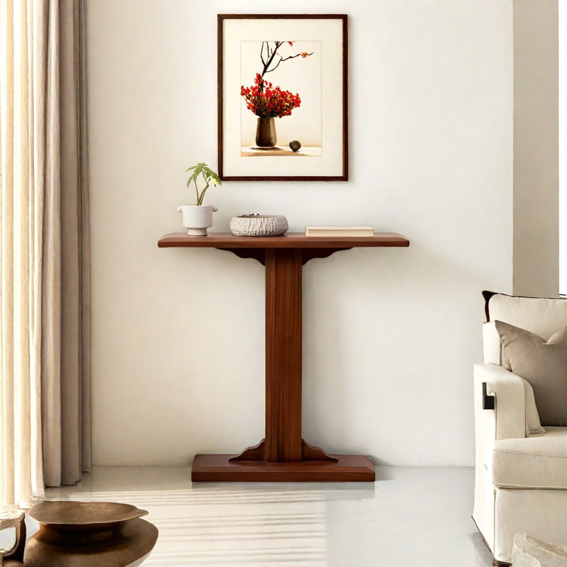 Minimalist Art Narrow Console Table, 31.5" H x 31.5" W x 9.84" D, Brown