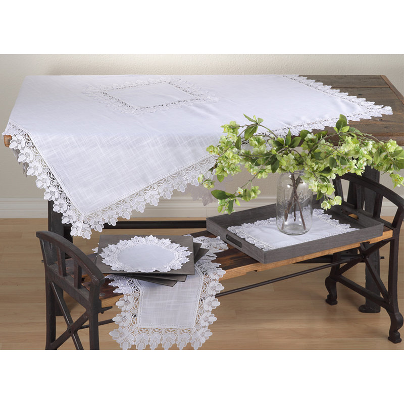 Nappe Venetto, 72 po carré, Blanc