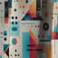 Motif de collage Mid-Century géométrique - Rideau occultant géométrique abstrait - 1 panneau-107536396