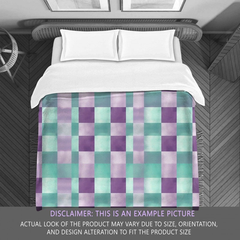 Checkered Comforter, Twin Extra Long Comforter, Purple/Tuquoise Checkered