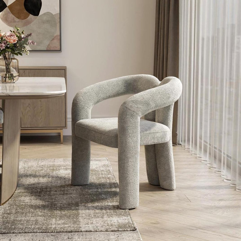 Chaise de salle à manger avec accoudoirs à dossier partiellement ouvert gris foncé, Gris