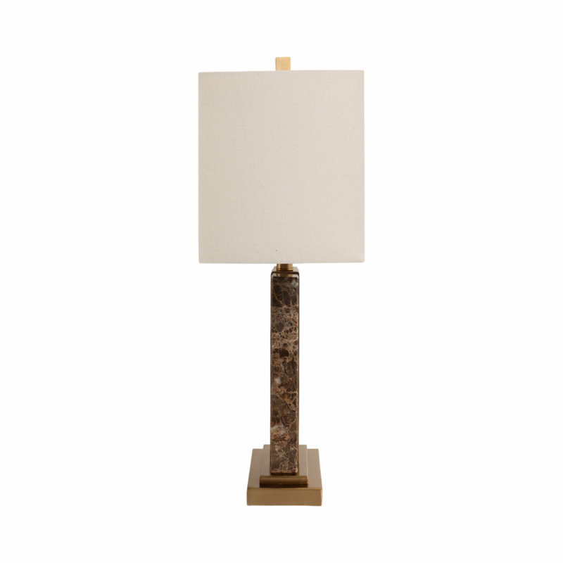Sagebrook Home 26X16" Rectangle Marble Lamp With Antique Brass, Brown