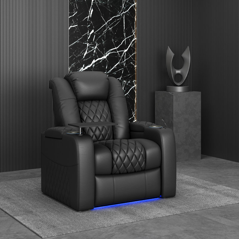 Fauteuil de cinéma en cuir Wrought Studio ™, Noir