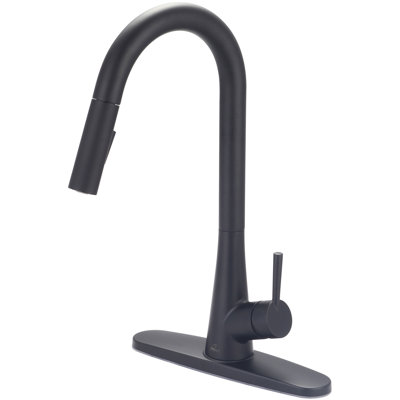 Robinet de cuisine rétractable à poignée simple avec douchette latérale