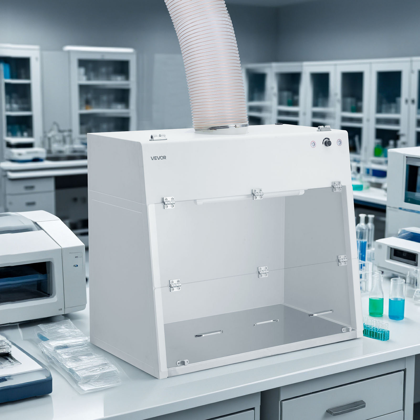 VEVOR Ducted Fume Hood, 23.62 x 31.69 x 27.56 inch Working Area, Lab ...