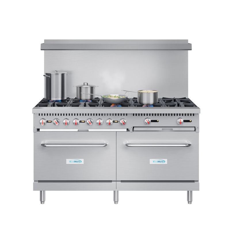 KoolMore 60'' W Double Oven Commercial Gas Range, Liquid Propane Gas