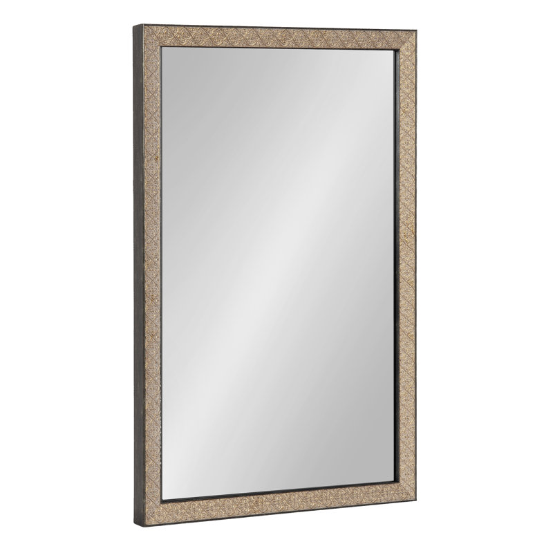 Rectangle Ornate Textured Bathroom Mirror, 18" H x 24" W