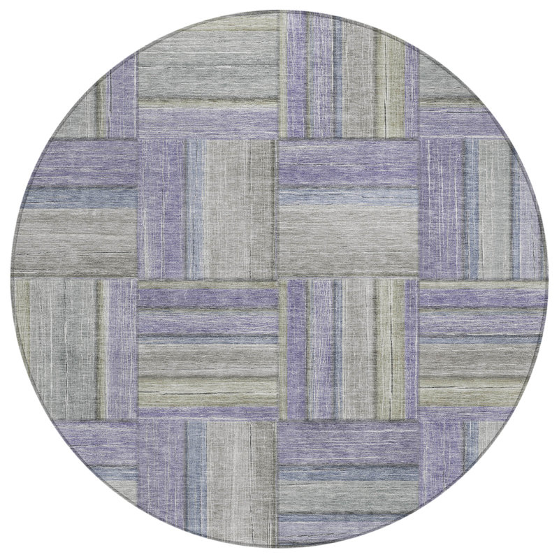 Machine Washable Indoor/Outdoor Jeffery ACN2285 Geometric Rug, Round 8'