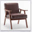 Chaise d'appoint avec revêtement en microfibre et structure en bois massif, mobilier de salon Mid-Century moderne classique pour sièges supplémentaires, brun foncé-1647602621