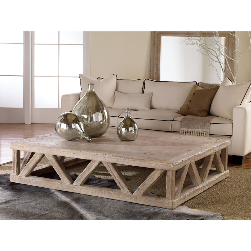 Architectural Solid Wood Single Coffee Table, 15" H x 66" L x 55" W