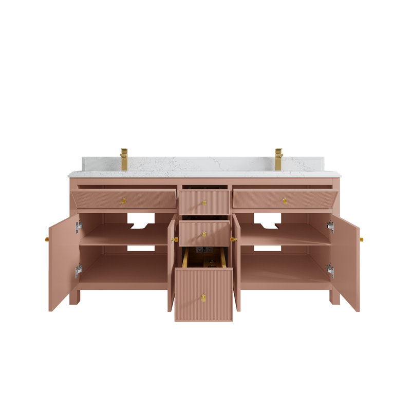 Ensemble de meuble-lavabo double 72 po Sonoma, 1.5 IN Empira, Warm Rose