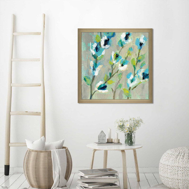 Branche fantaisiste I - Peinture, Encadrement champagne, H 25,5 po x l 25,5 po x P 1 po