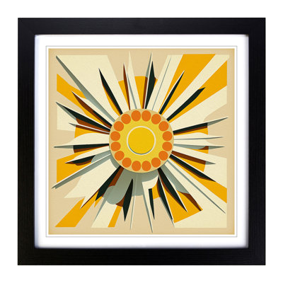 Sun Mid-Century No.2 - Single Picture Frame Print on Wood