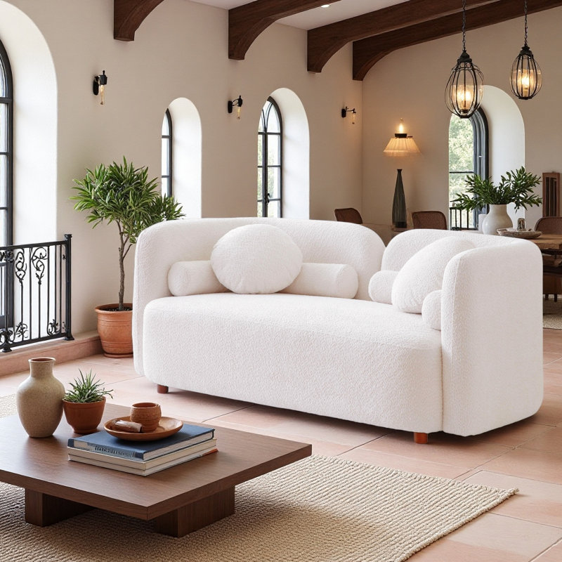 Canapé 69 po 69 po, H 34,65 po x l 69,29 po x P 28,35 po, Blanc