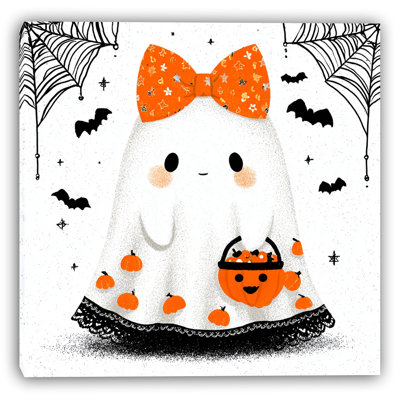 Pumpkin Ghost Delight Wrapped Canvas Wall Art