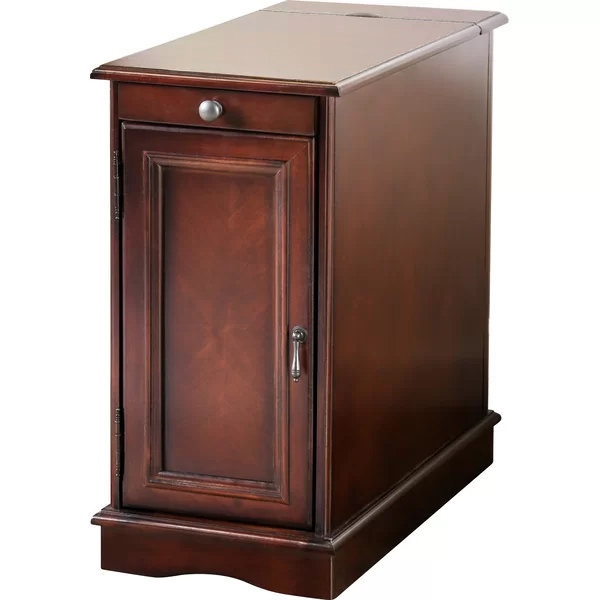 Korhonen End Table and Built-In Outlets, Cherry