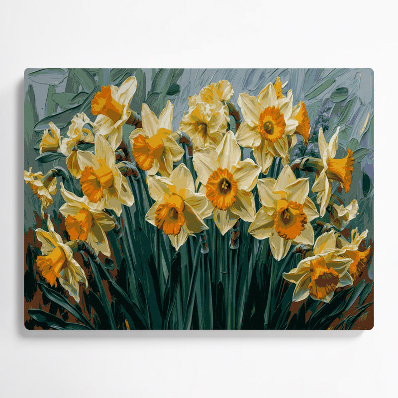 Art mural en métal jonquilles botaniques, H 132 po x l 168 po x P 0,05 po