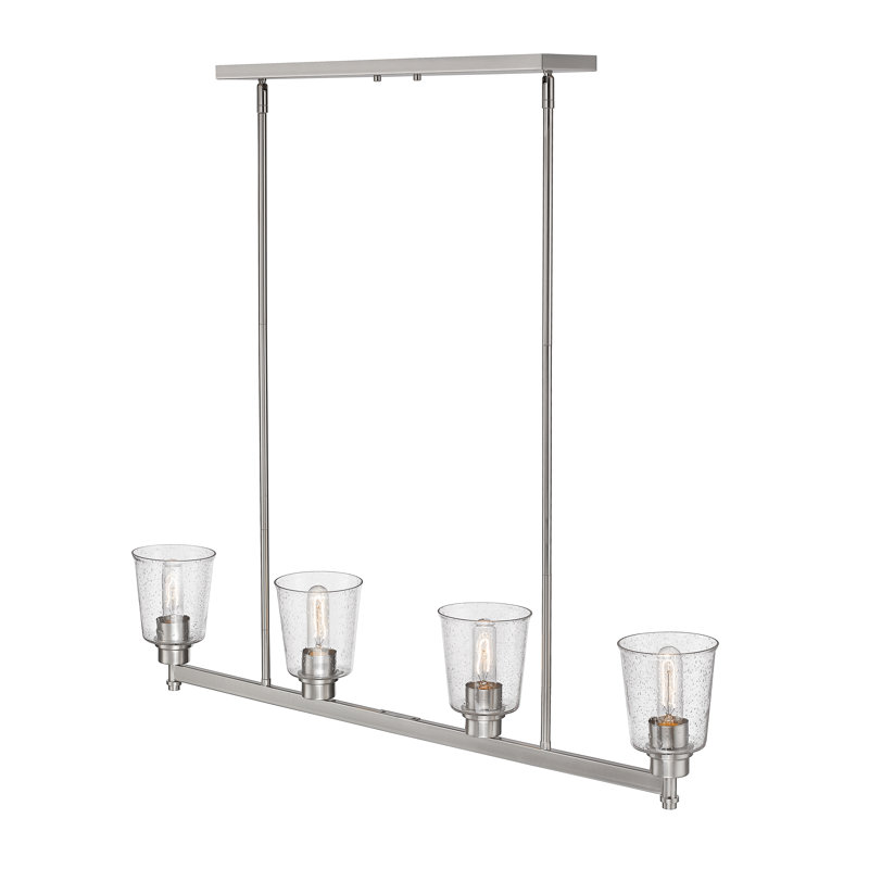 Luminaire suspendu linéaire à 4 lumières pour îlot de cuisine Masham, Nickel brossé