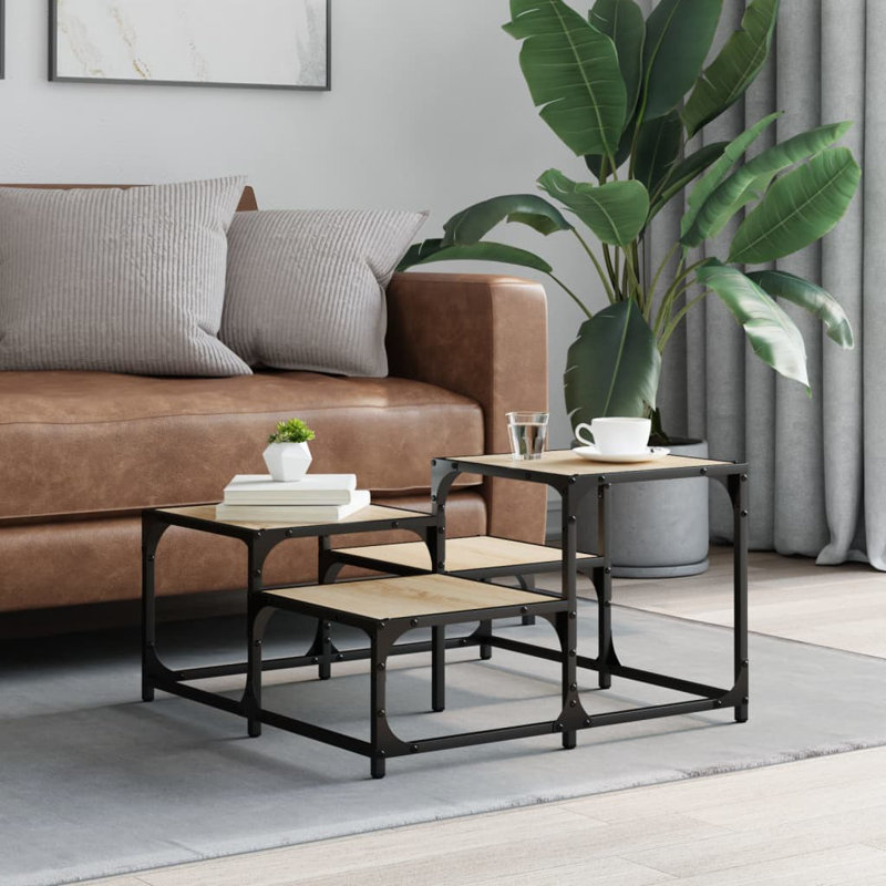 Hovis Four Leg Coffee Table, 40cm H x 107cm W x 107cm D, Black