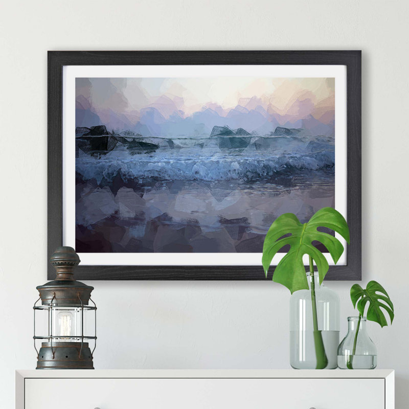 Waves in Greece - Framed Print, Black, 62cm H x 87cm W x 2cm D