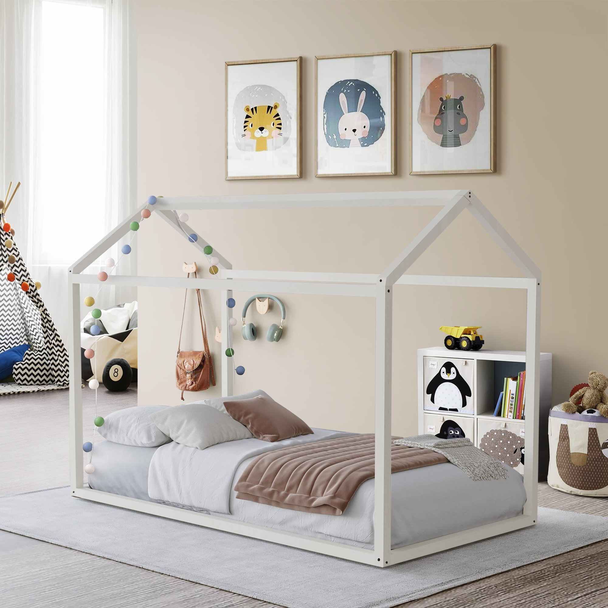 Zirke Twin Canopy Bed by Harper Orchard, Antique White