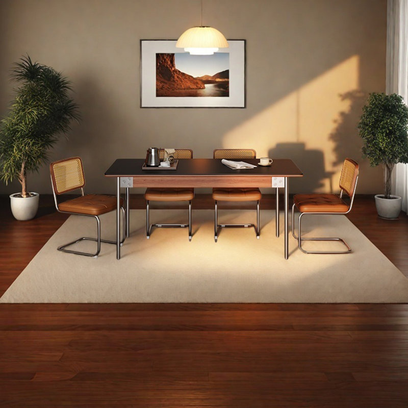 Medieval Style Rock Slab Solid Wood Dining Table, 29.52"H x 59.05"L x 31.49"W 
