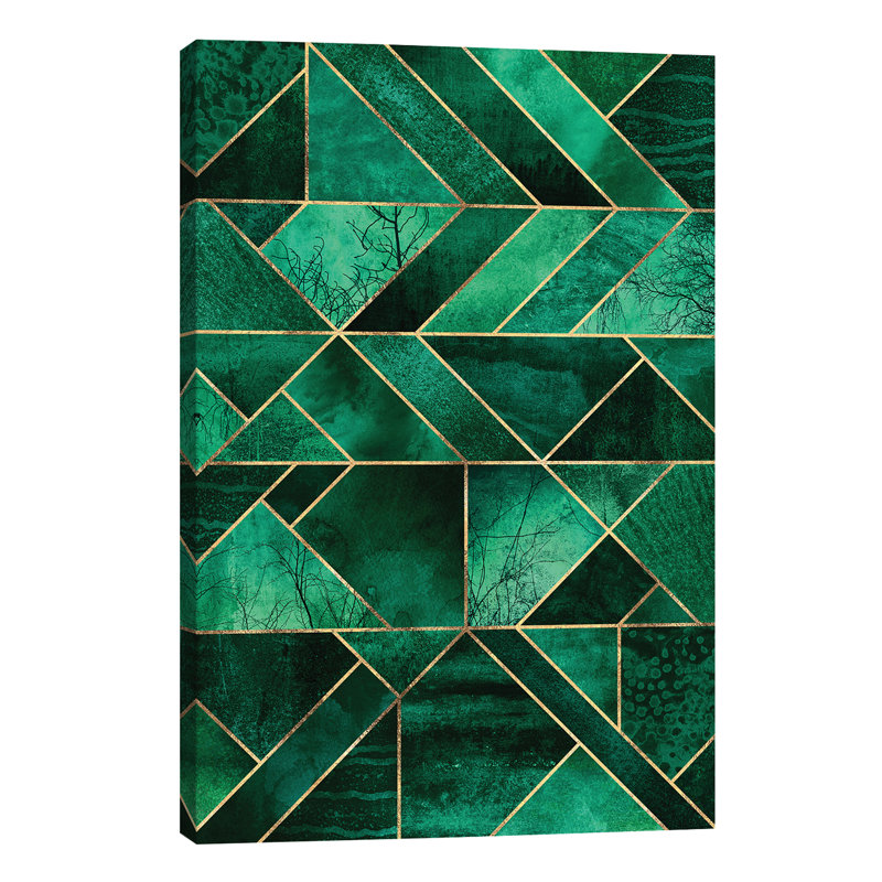 Abstract Nature Emerald Green by Elisabeth Fredriksson - Wrapped Canvas Print, 101.6 cm H x 66.04 cm W x 3.175 cm D