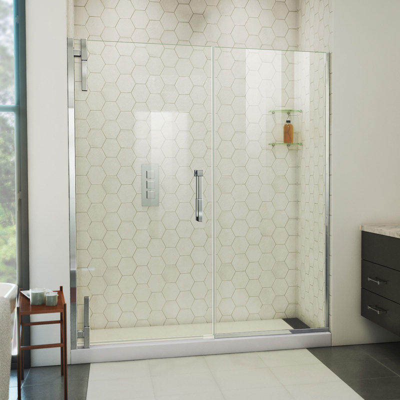  DreamLine Ascend 60 - 61 inch W x 72 inch H Frameless Pivot Shower Door in Chrome, Chrome, 61"