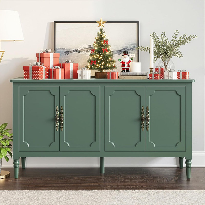 Buffet moderne avec poignées sculptées, vert
