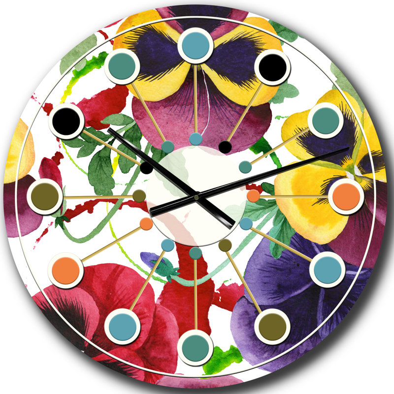 Horloge murale florale botanique rétro, Grand
