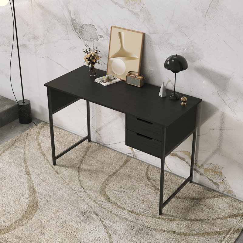 Petit bureau d'ordinateur avec bureau à tiroirs pour petits espaces, bureau d'écriture pour bureau de 39,4 pouces, bureau d'ordinateur de style moderne simple pour chambre à coucher