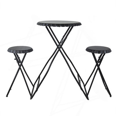 Table d'appoint avec deux sièges 57,5 x 23,6 x 39,8 po noirs