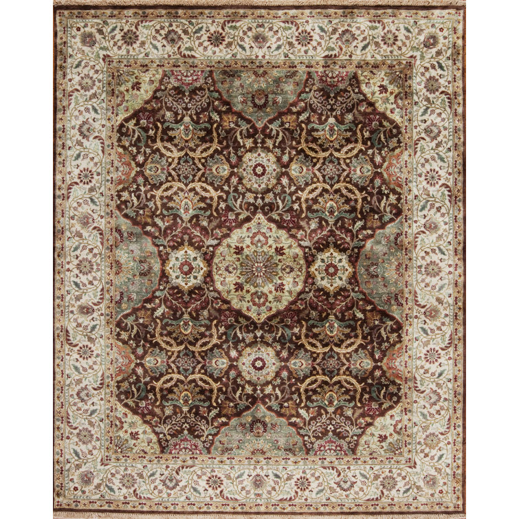 Tapis oriental en laine noué à la main chocolat / crème Silver Screen