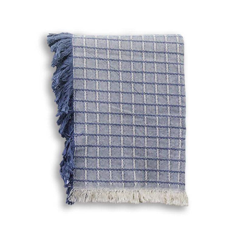 Jeté tissé 46 x 67, Carreauté bleu