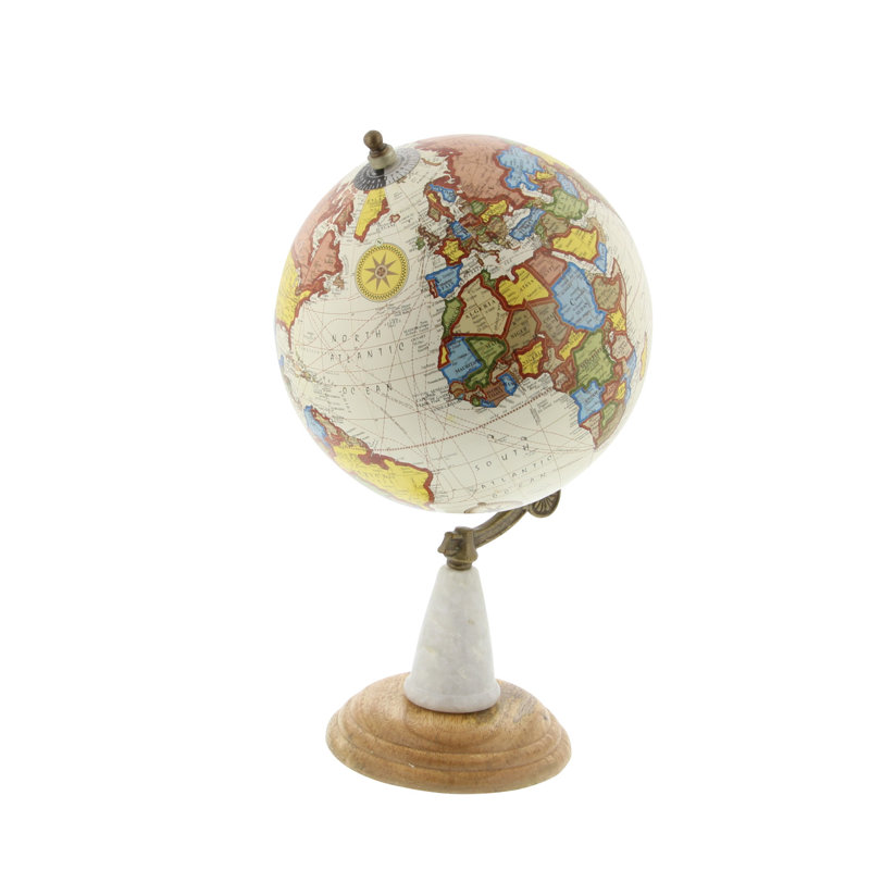 Mango Wood Educational/Geographic Earth White Globe