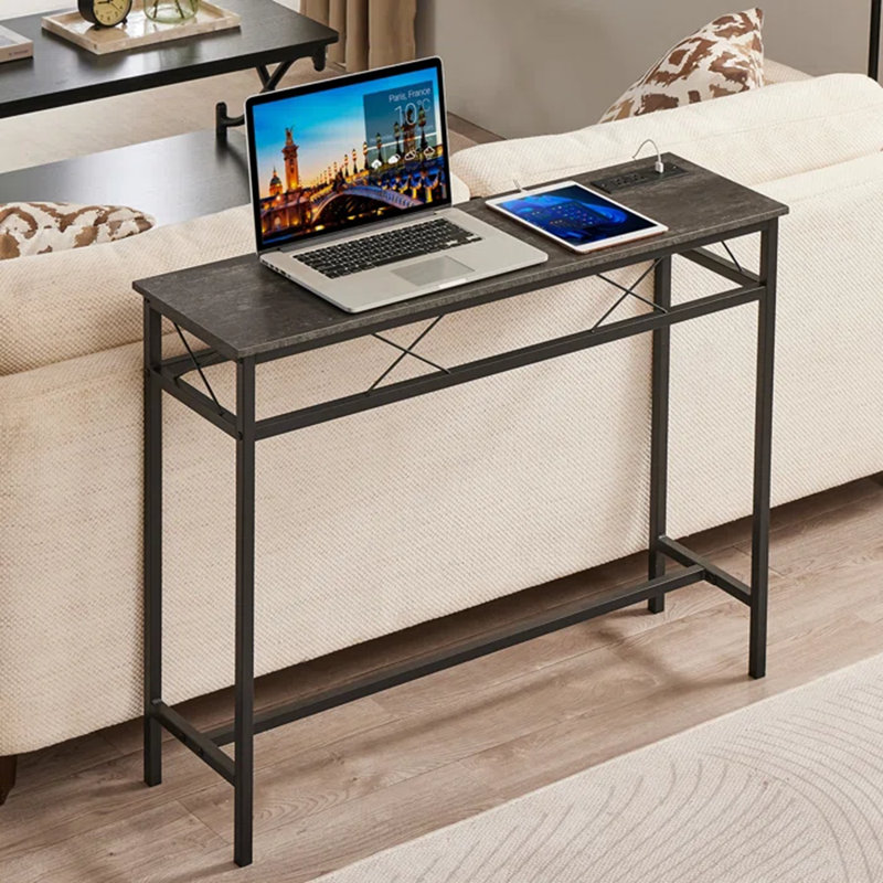 Console Ramsdell avec prises intégrées, Gris anthracite, H 31,5 po x l 39,4 po x P 11,8 po