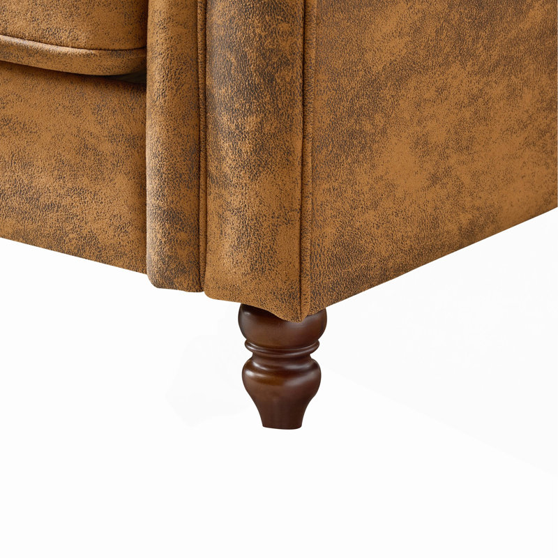Canapé en tissu 83 po Chesterfield, Brun