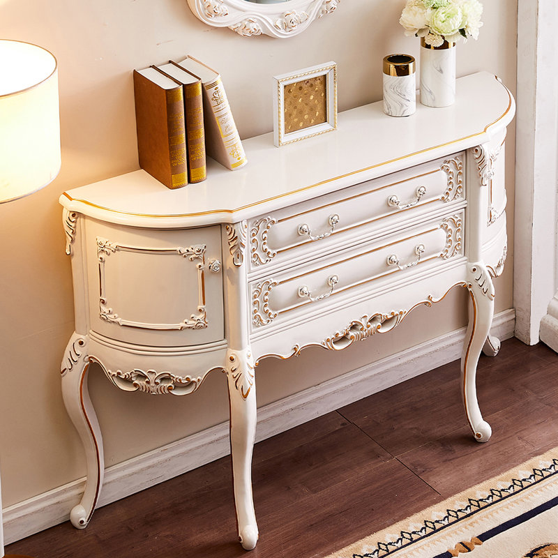 Console haut de gamme multifonctionnelle de luxe, H 36,61 po x l 46,46 po x P 13,78 po, Blanc