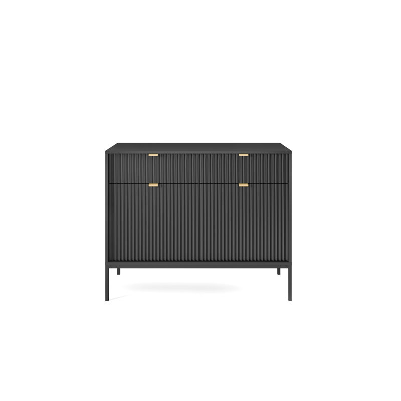 Ashraf 104cm W 2 - Drawer Chest of Drawers, Black