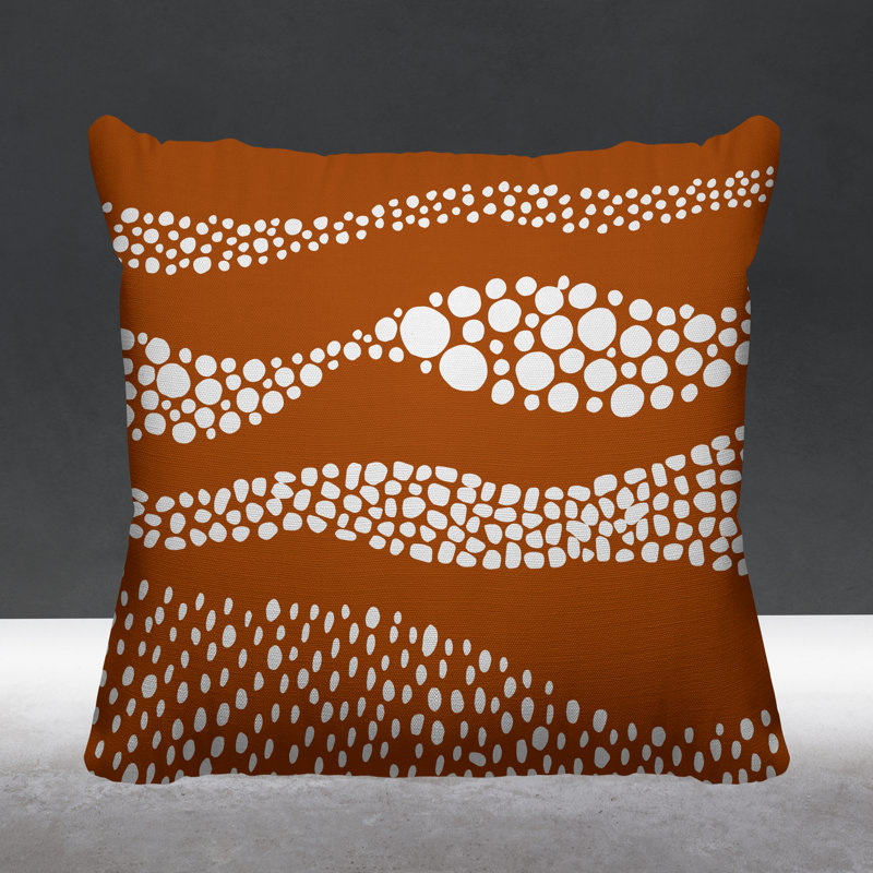 Coussin décoratif intérieur / extérieur Bia Boho Dots, L 19 po x H 19 po, Orange brûlé